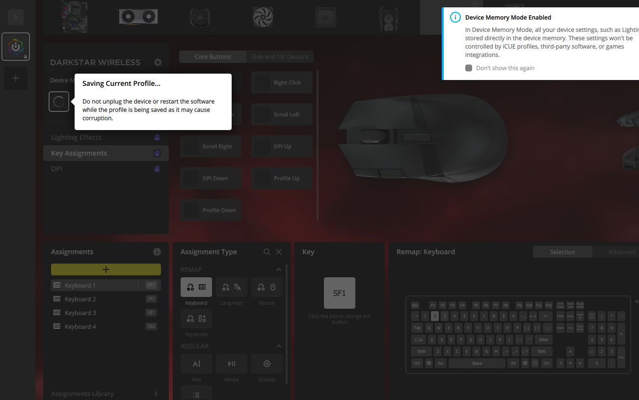 Software interface for a gaming mouse configuration.
