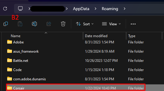 File folder view in Windows Explorer.