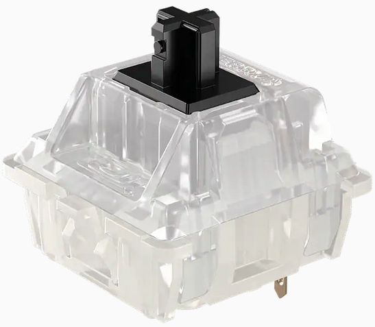 Mechanical keyboard switch in clear housing.
