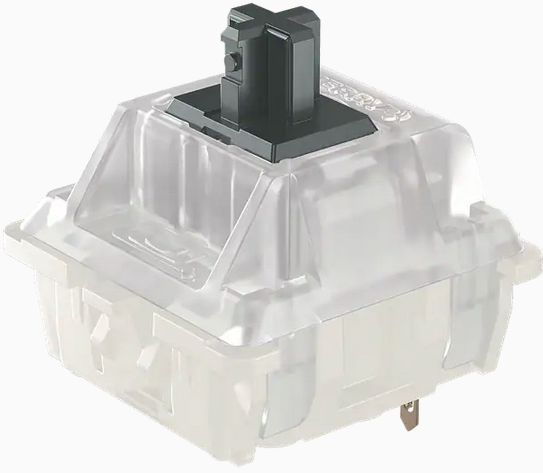Mechanical keyboard switch in clear housing.