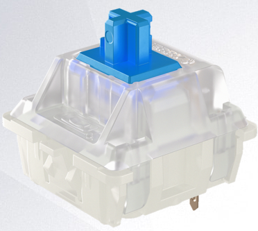 Mechanical keyboard switch with blue top.