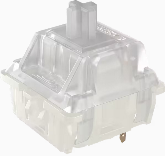 Mechanical keyboard switch in clear housing.