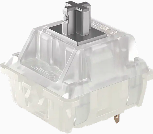 Mechanical keyboard switch in clear housing.