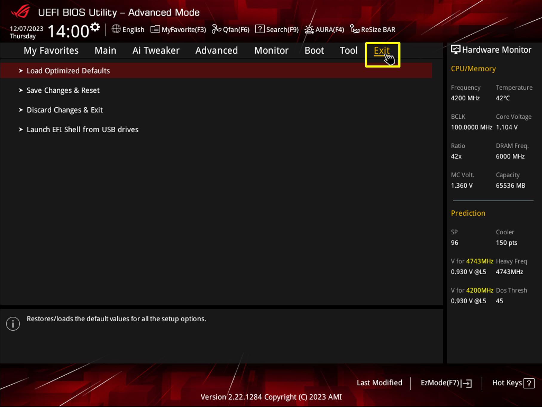 UEFI BIOS Utility interface screenshot.