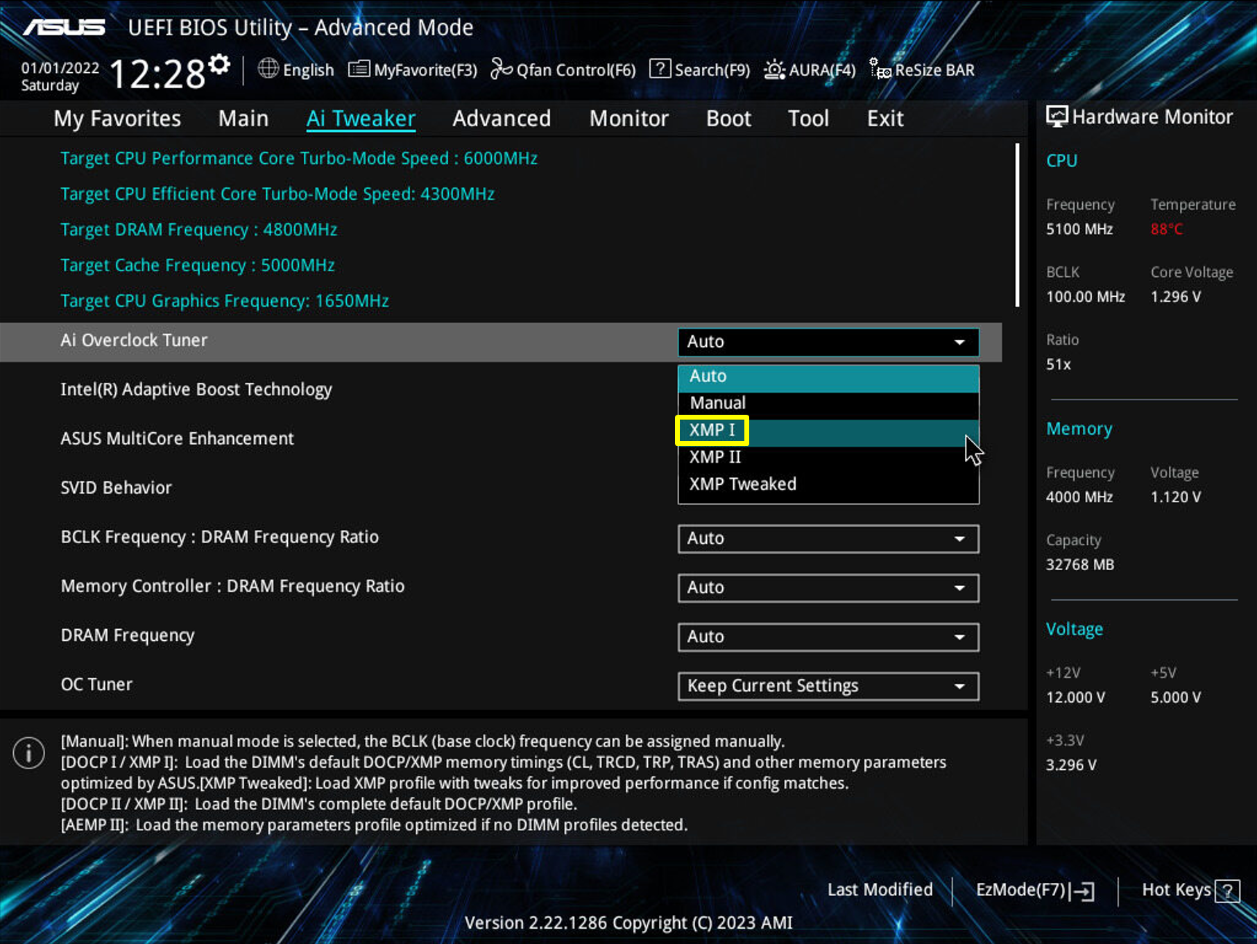 UEFI BIOS settings interface with overclock options.