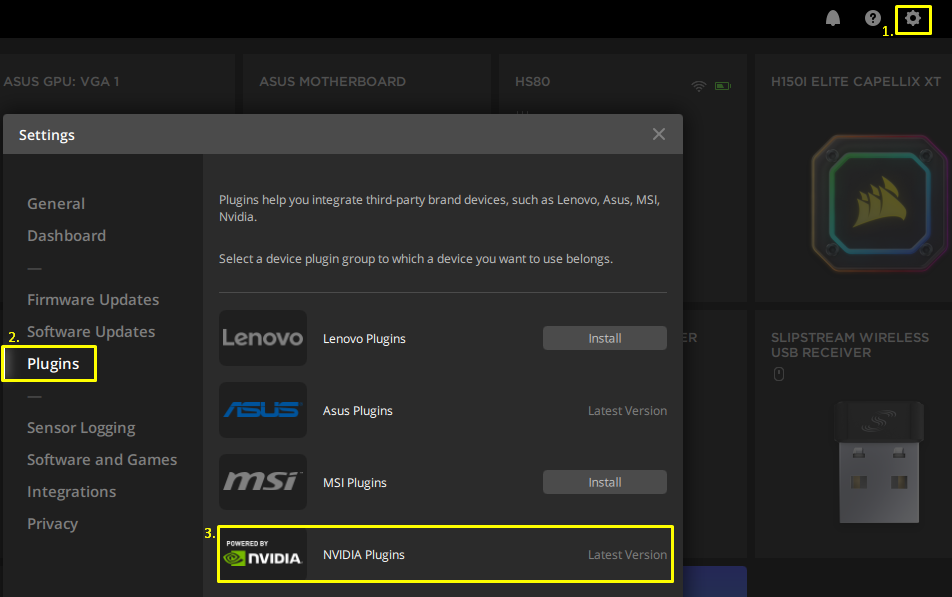 Icue Plugin De Carte Graphique Nvidia Avec Icue Corsair