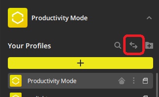 Productivity Mode interface with profile options.
