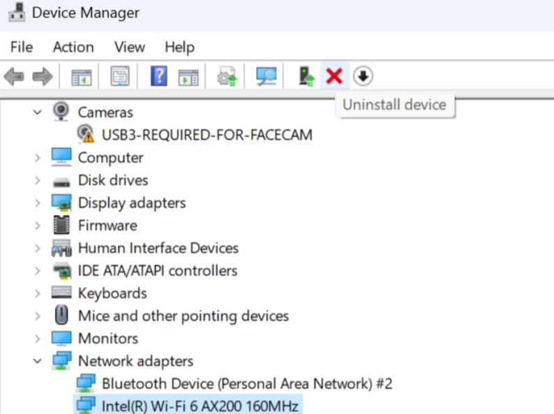 Device Manager showing network adapters and devices.