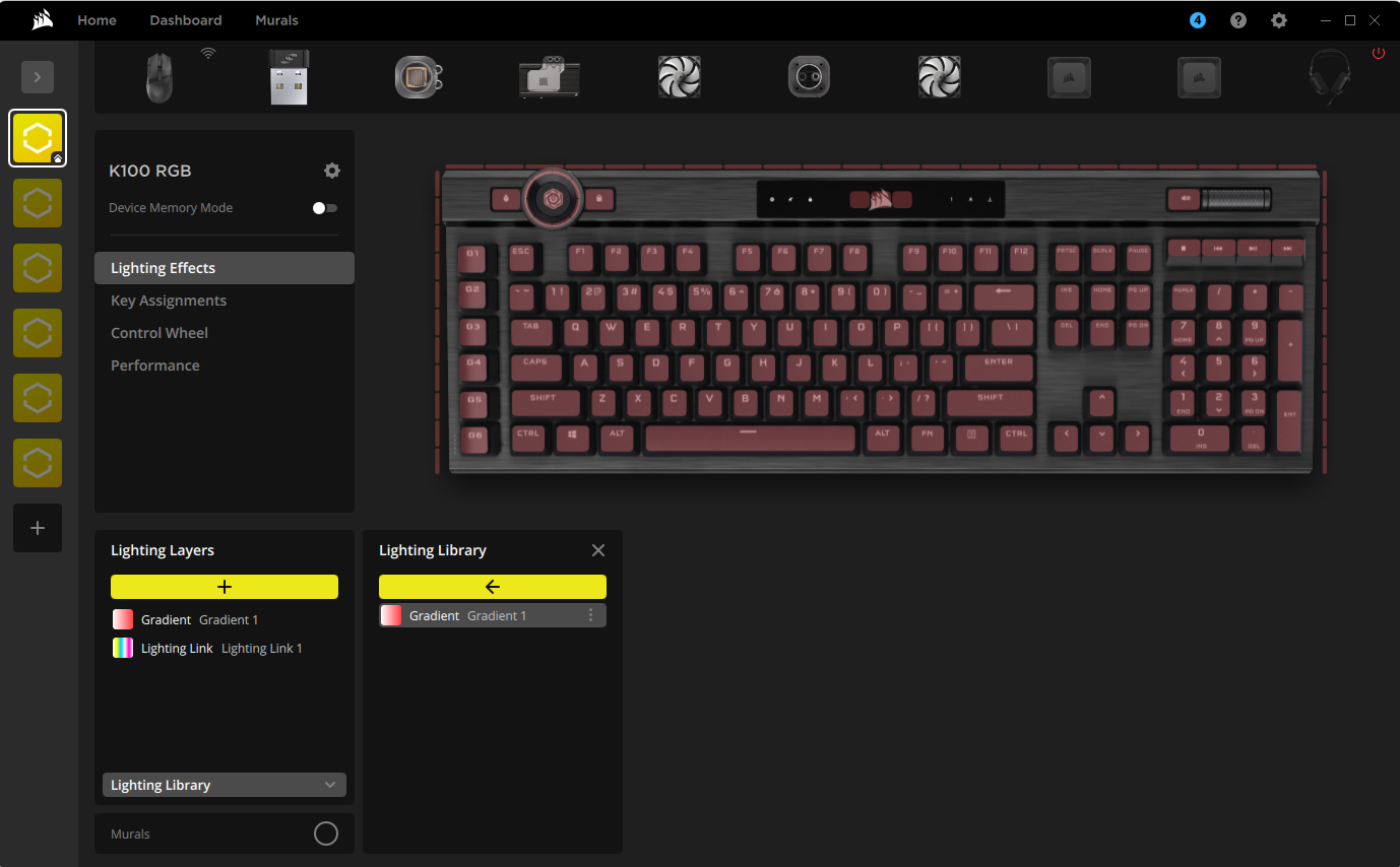 Keyboard settings interface with RGB options.