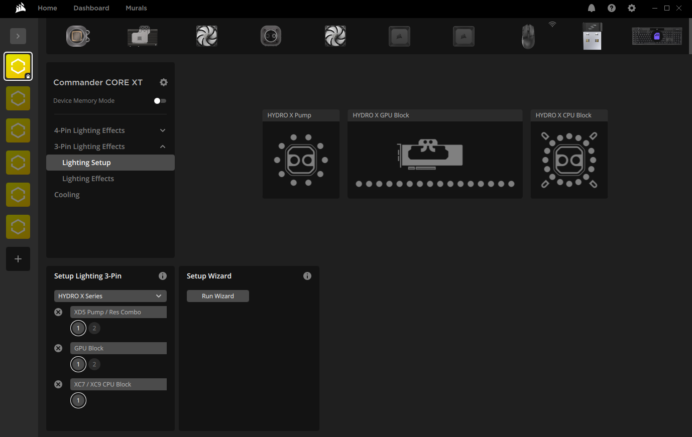 Corsair Commander CORE XT software interface.