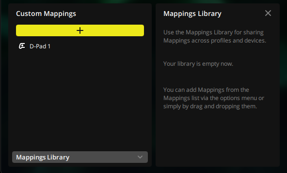 Settings interface for custom mappings.