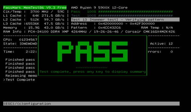 Computer ram test clearance