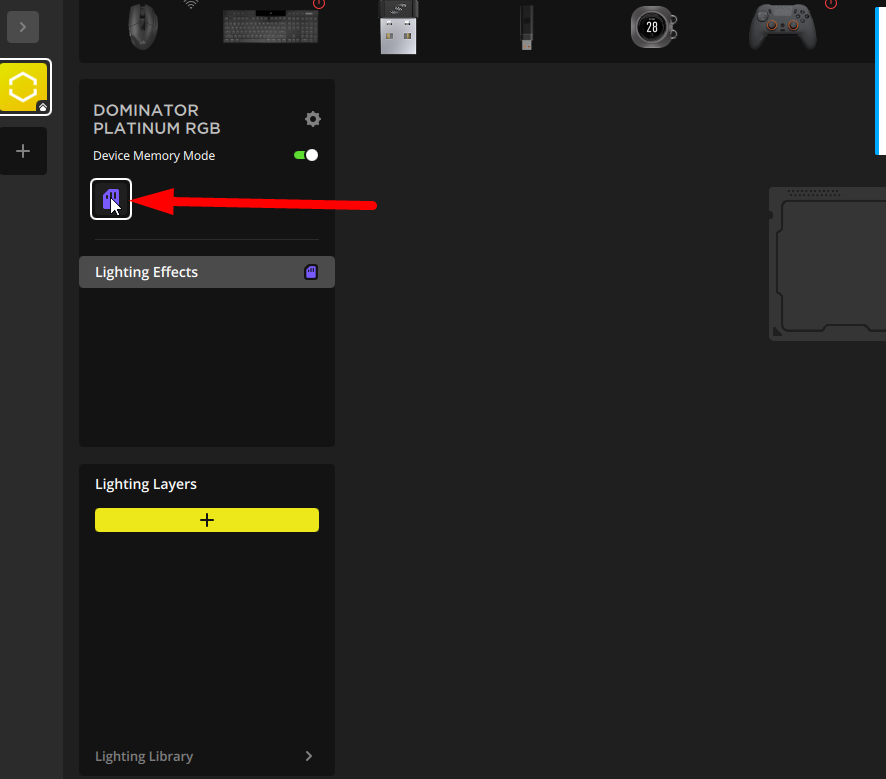 Software interface for RGB lighting effects.