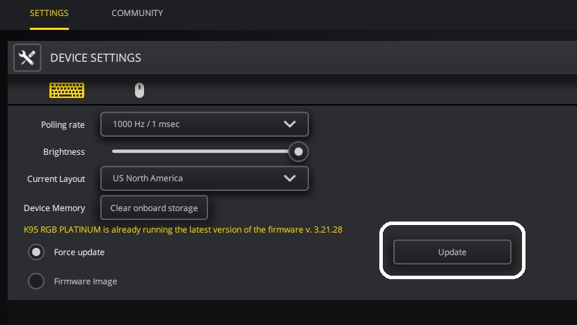 Update device firmware with – Corsair