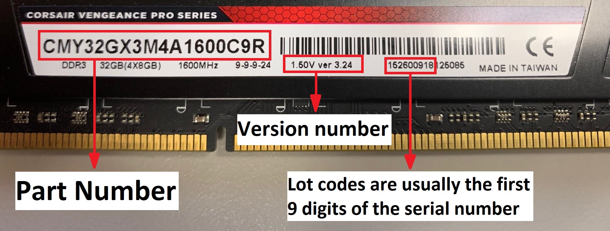 how to find part number corsair