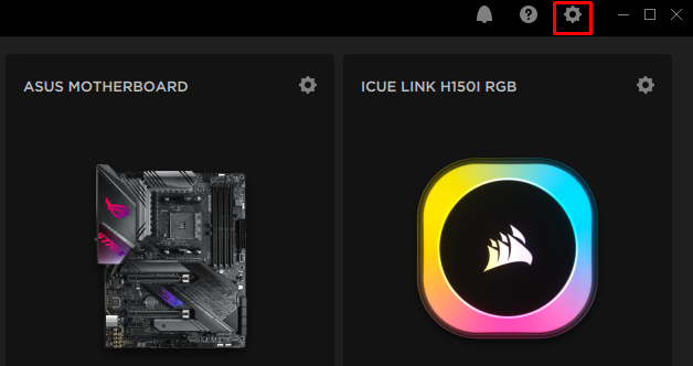 Motherboard and RGB cooler icons on a screen.