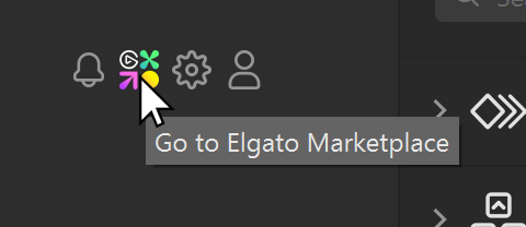 Elgato Marketplace-knapp i ett programgränssnitt.