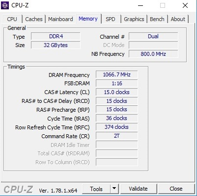 CPU-Z minnesinformationsdisplay.
